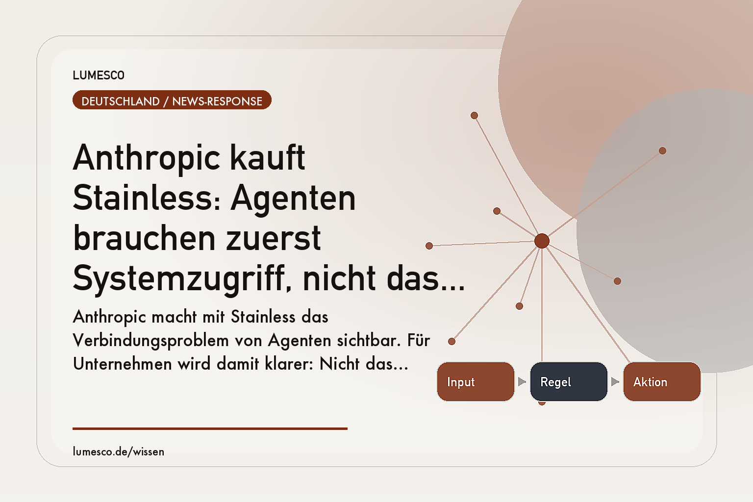 Visual zum Artikel: Anthropic kauft Stainless: Agenten brauchen zuerst Systemzugriff, nicht das nächste Modell