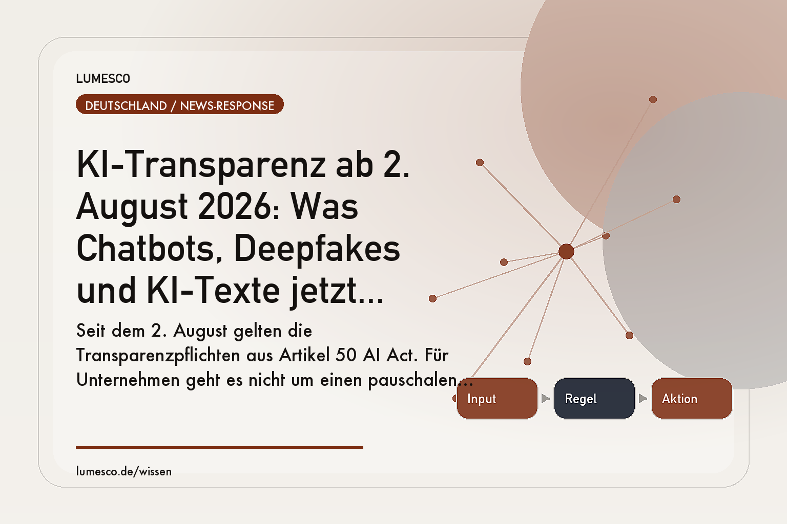 Visual zum Artikel: KI-Transparenz ab 2. August 2026: Was Chatbots, Deepfakes und KI-Texte jetzt brauchen